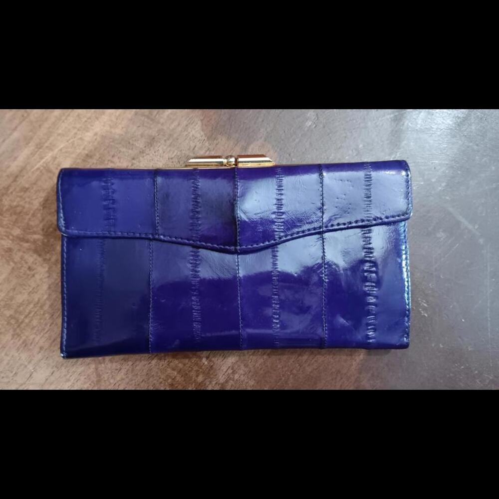 Elegant Purple Eel Skin Leather Wallet
